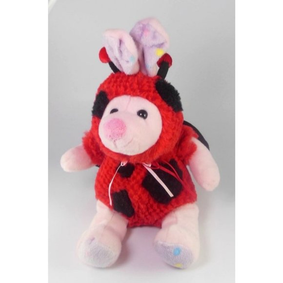 Pink Bunny in Ladybug Costume Plush 14" - Picture 3 of 8